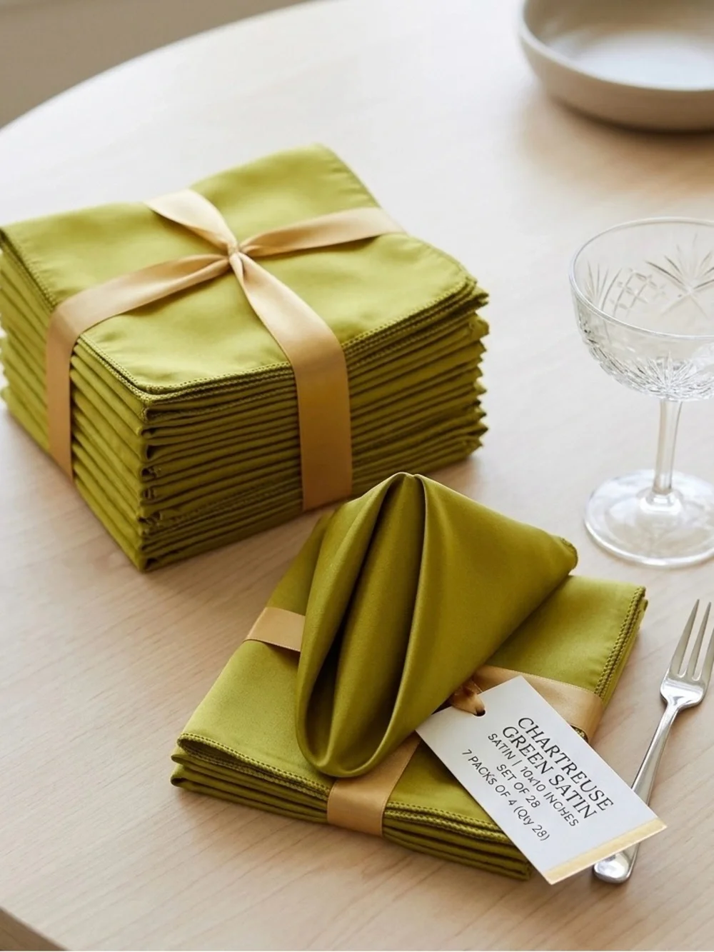 28 Olive Gold Shimmer Cocktail Napkins 10x10 Wedding Event Decor NWOT